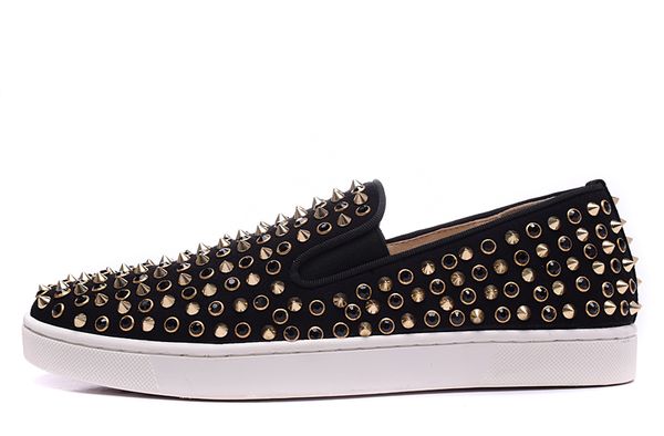 

Top Quality 2019 New Arrival Red Bottoms Mens Women Shoes Fashion Suede With Spikes Loafers Rivets Casual Dress boots Flats luxury sneakers