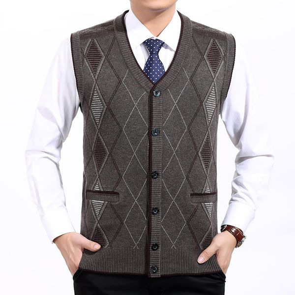

new arrival men fashion sweater vest sleeveless cardigan autumn wool knitted waistcoat casual computer v-neck size s m  xl xxl, Black;white