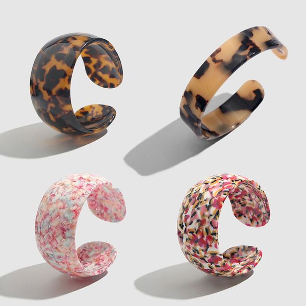 

just feel acrylic fashion leopard bangle bracelets for women resin vintage bangles 2019 new boho elegant wedding jewelry gift, Black