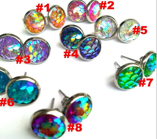 

40pairs earring sets ladies/girl/kid gift stainless steel cute mermaid stud earrings bijoux brinco mujier party, Golden;silver