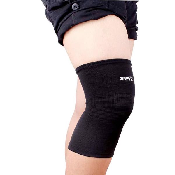 

elastic sports leg knee support brace wrap protector patella guard volleyball knee pad, Black;gray
