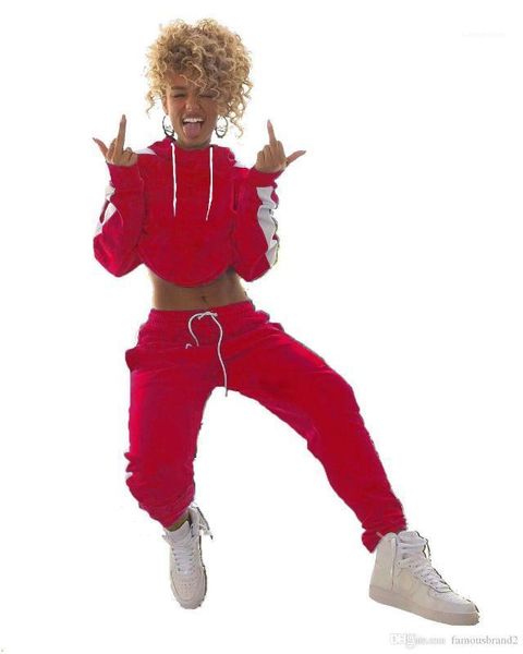 

spring 2pcs pants suit sports hoodies tracksuits designer clothing sets women, White