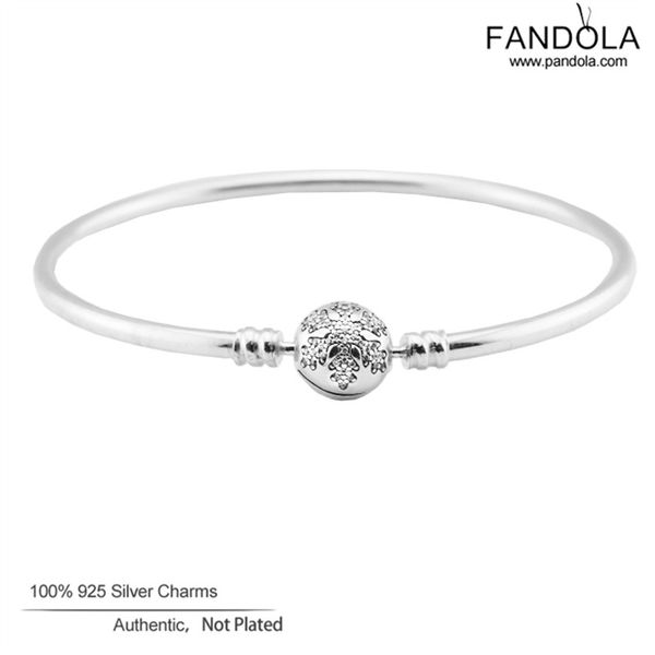 

ckk moments bangles for women authentic 925 sterling silver unique snowflake clasp bracelets argent fits diy charms bead jewelry, Golden;silver