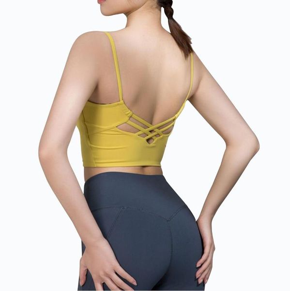 

v back women sports bra yoga vest bras padded vest gym workout camisole dance, White;red