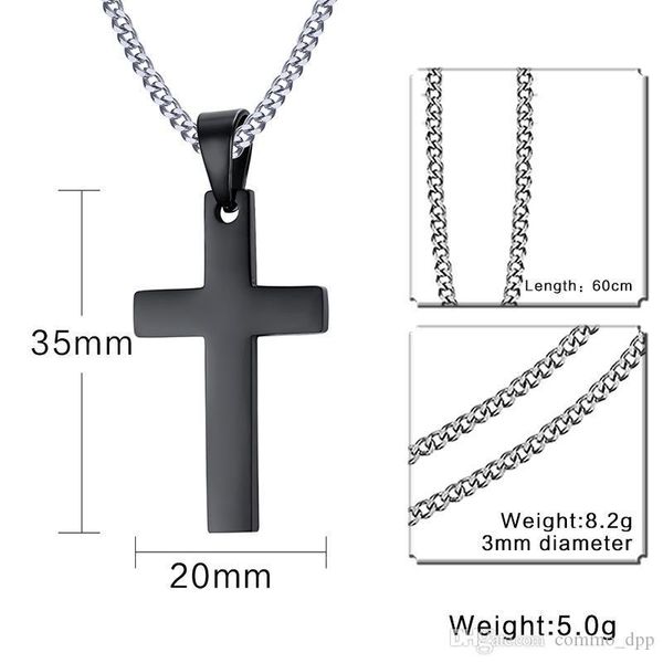 

316l stainless steel cross pendant necklaces men s religion faith titanium steel crucifix charm link chain for women fashion jewelry, Silver
