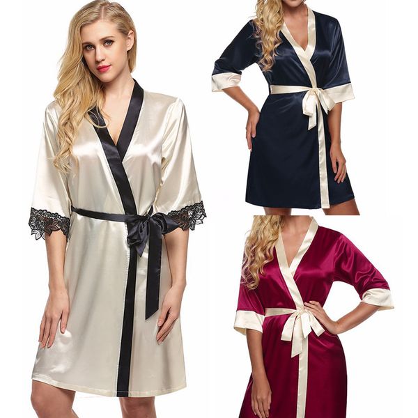 

ladies pajamas new summer silk short-sleeved nightdress female pajamas home clothing lace sling nightgown, Black;red