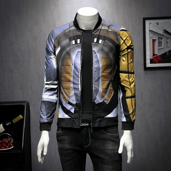

2019 3d print bomber jacket men slim fit casual coat fashion mens coats windbreaker streetwear jackets and coats plus size 5xl, Black;brown