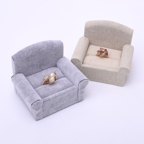 

[ddisplay]forever lover linen ring jewelry display special ice velvet earring studs window display stand sofa shape grey jewelry holder, Black