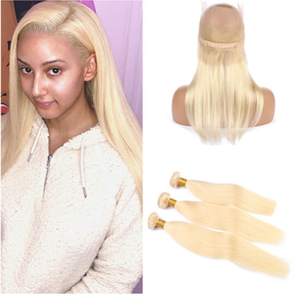 2019 613 Blonde Malaysian Straight Human Hair Weave Bundles With