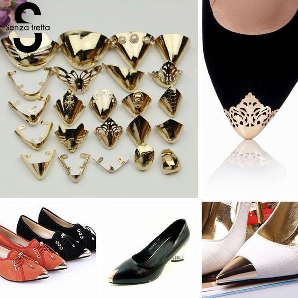 

senza fretta 1pair shoes toe protection metal material shoes clips for decorations high heels shoe broken reapair accessories, Black