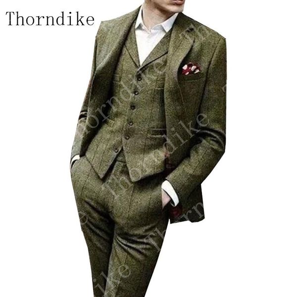 

торндайк костюм елочки твид green мужская slim fit 3 шт проверено формальный костюм смокинг нотч (blazer + жилет + брюки, White;black