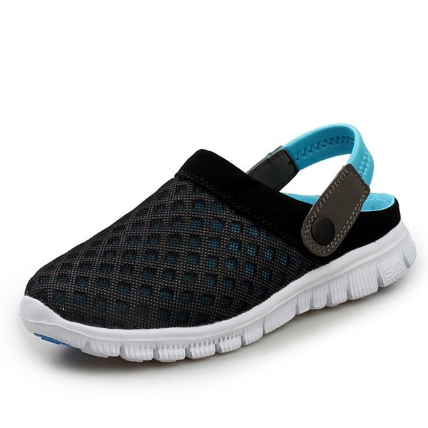 

summer sandals superstar 2018 new breathable men slippers mesh lighte casual outdoor slip on jelly shoes beach flip flops, Black