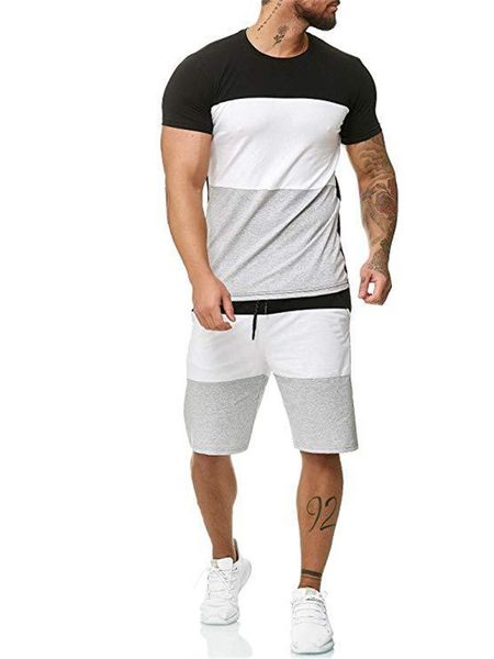 

designer mens clothes two piece tracksuits t-shirts summer breathable suit casual t shirt mens short sleeve t-shirt + shorts pants wild suit, Gray