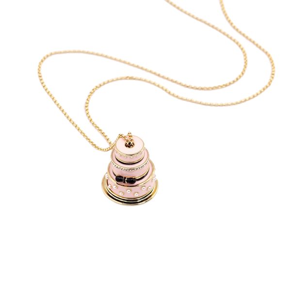 

lovers cake pendant long chain choker necklace fashion jewelry gifts for women gilded chain, Silver