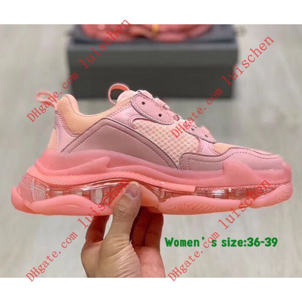 

green jelly colour womanfashion dad designer casual sneakers paris triple s hiking shoes men and women casual shoes with box, Black