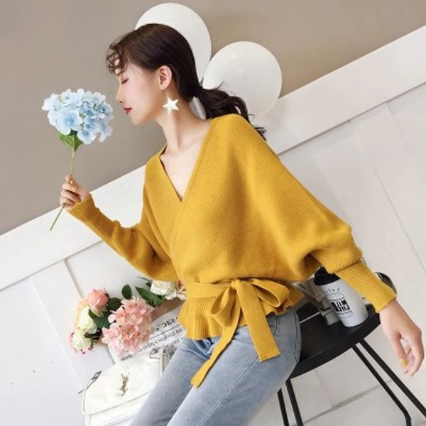 

v-neck lace bow woolen pullover women hollow long sleeve sweater 2019 winter autumn korean style women outwear, White;black