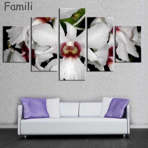 

5 шт. безрамное холст фотопечати фиолетовая орхидея wall art picture холст картины home decor настенные панно для гостиной