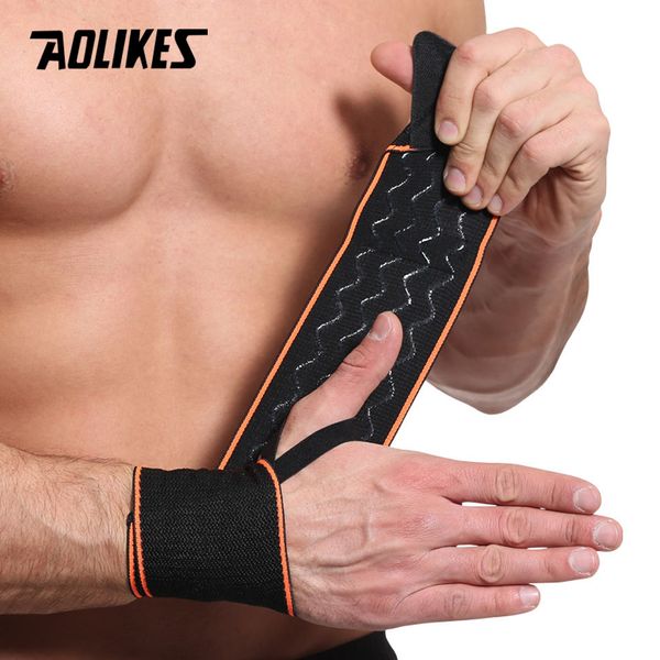 

aolikes 1 pair sport elastic bandage adjustable wristband wrist brace wrap bandage gym strap wrist support safety crossfit, Black;red