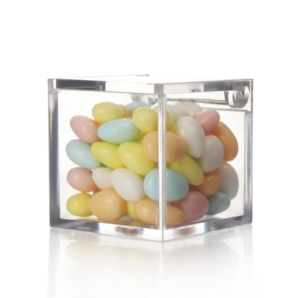 

12pcs/lot square transparent plastic candy box creative flip plastic packaging box