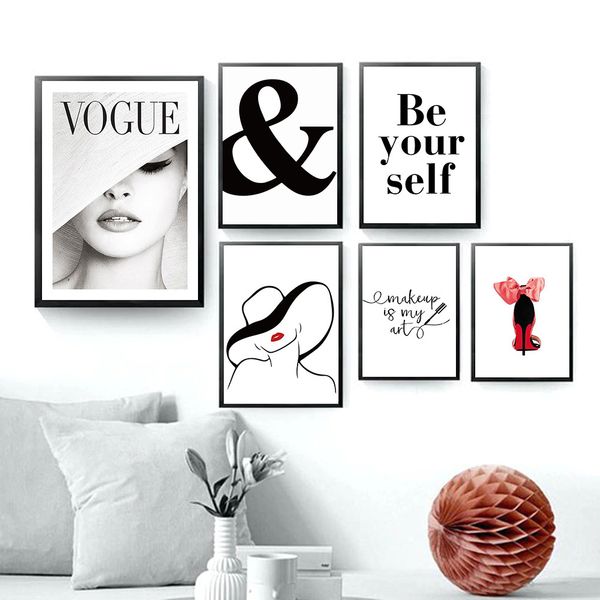

fashion beauty abstract canvas painting vogue wall pictures for living room make up posters and prints pop art poster painting