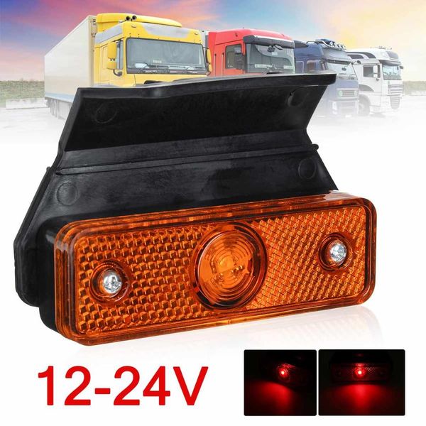 

2pcs 12v 24v car trailer truck led side marker light with braket mount signal external lights warning tail lamp amber