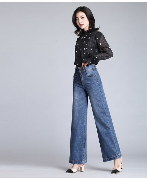 

dark blue the spring and autumn period and the folk embroidery embroidery flared jeans since waist cultivate one's morality spring boot