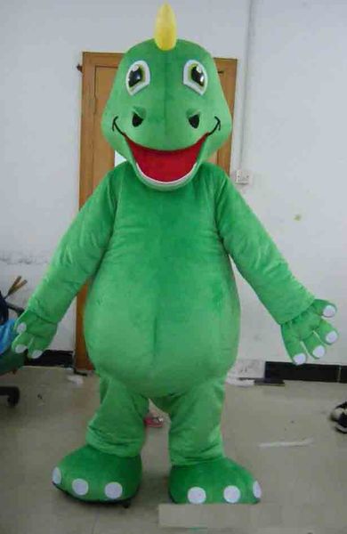2019 fábrica quente novo terno de pele de pelúcia verde dino dinossauro mascote traje para adulto usar