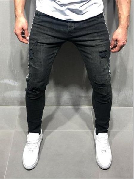 

homme fashion hombres designer jeans spring summer hiphop skateboard long pencil pants, Blue