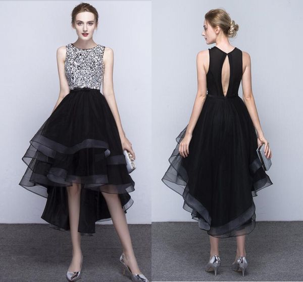 

new black a-line formal evening dresses noble fashion spring and autumn before and after long short hand-made bead club party dresses, Black;red