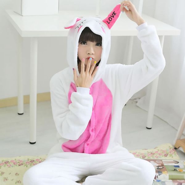 

onesie anime women costume love halloween cosplay cartoon animal sleepwear winter warm hooded pajama, Black;red