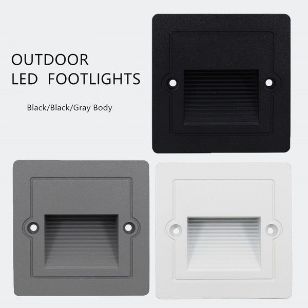 Waterproof Outdoor Wall Light Led Stair Passo Luz 3W PIR Motion Sensor recesso LED Footlight noite quente luz branca Branco Frio