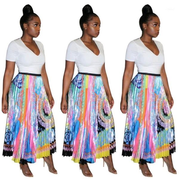 

классический стиль женщин лето макси юбка старинные печати сексуальные высокой талии юбки женская мода плиссированные юбки lj17821, Black