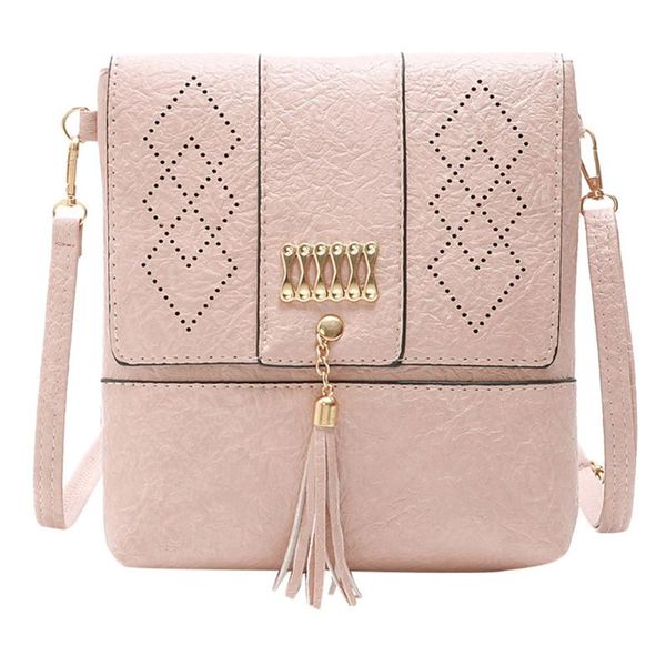 

women hollow tassel solid color shoulder bags messenger bag fashion small square bag bolsa feminina
