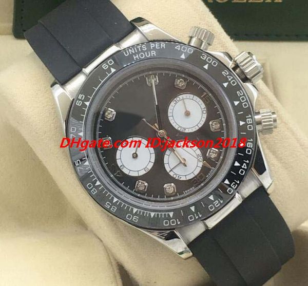 

luxury watch 6 style ceramic bezel 40mm 116519 steel rubber strap diamond dial automatic fashion men's watches, Slivery;brown