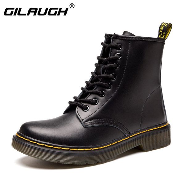 

autumn winter platform boots women casual ankle for shoes woman leather lace up shoe ladies snow white botas zapatos de mujer mx200324, Black
