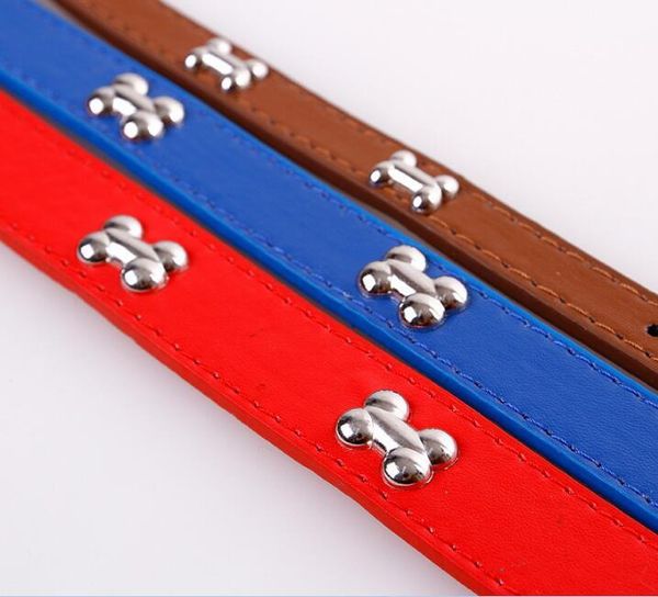 

pu leather adjustable bone collar for small dogs cat puppy necklace for chihuahua necklace pet products for pet s m l