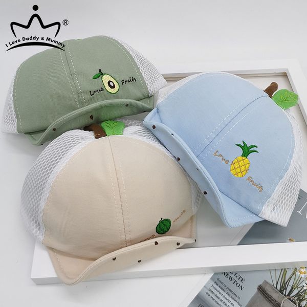 

cute baby boy girl hat embroidery fruit baby baseball cap summer mesh soft cotton kids sun visor caps, Yellow