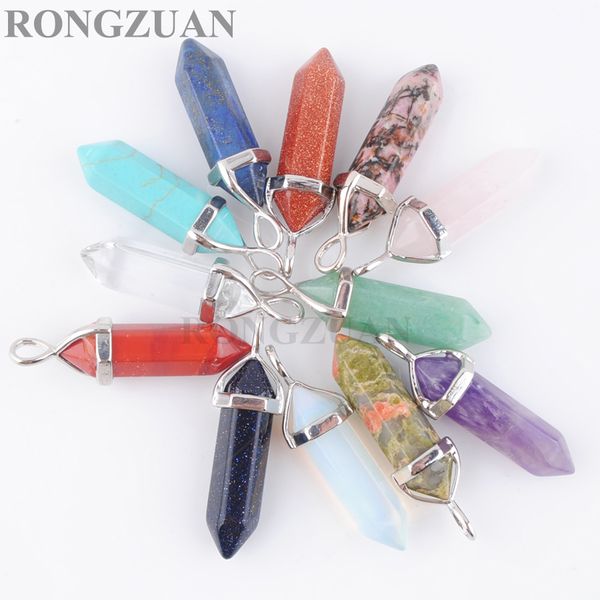 

stone golden rose aventurine pendants quartz natural sand lapis lazulibullet chakra healing hexagonal column reiki point pendulum bn30 rens