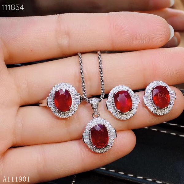

kjjeaxcmy boutique jewels 925 sterling silver inset natural ruby ladies ring pendant necklace earrings set to support detecti, Black