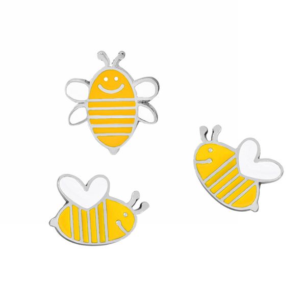 

personality special brooch bee front side side left side lapel badge gifts for children girl cute pretty pins, Gray