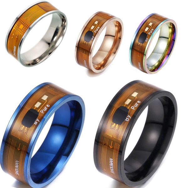 

smart nfc rings fashion intelligent 316l titanium steel ring wedding jewelry luxury designer jewelry women rings engagement rings by dhl, Silver