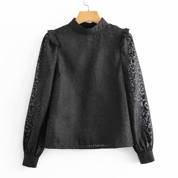 

agong casual leopard printed blouses women fashion o neck shirts women elegant loose long sleeve female ladies lg, White