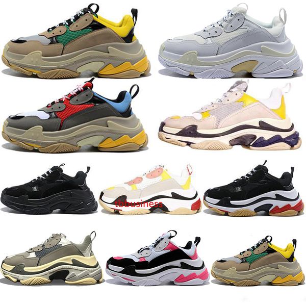 

luxury triple s paris designer chaussures fashion mens women casual dad shoes trainers increasing vintage beige leather platform sneakers