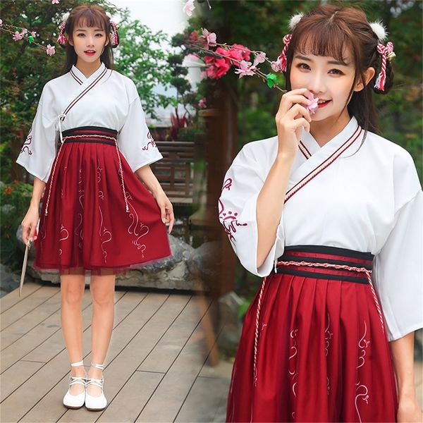 

hanfu chinese stage costumes for women traditional ancient festival outfit red oriental performance clothing folk dress dc1801, Black;red