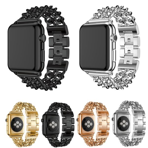 Cinturino per orologio da polso con catena in acciaio da cowboy per iWatch serie 1 2 3 4 cinturini per cinturino Apple Watch 38 / 42mm