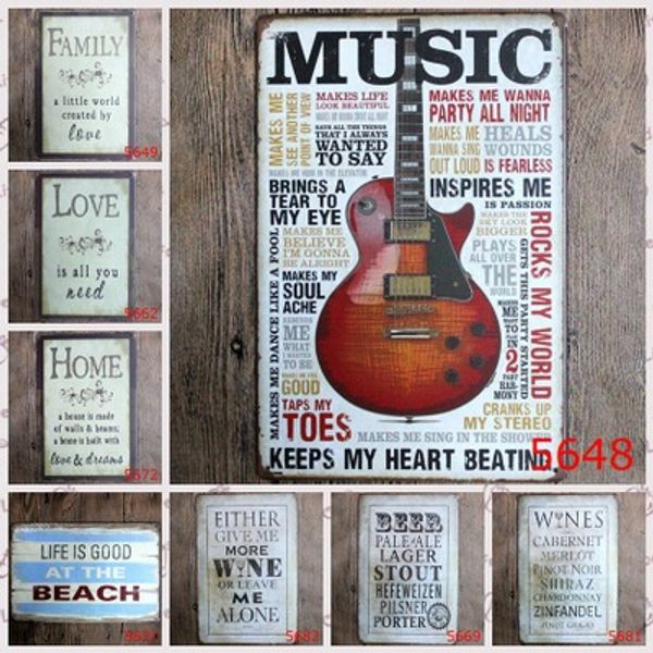 

старинные металлические жестяные вывески для декора стен гитара музыка железные картины 20 * 30 см металлические таблички жесть паб-бар гара