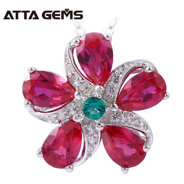 

ruby sterling silver pendants romantic design for women fine jewelry 2.8 carats created ruby faced cutting birthday gifts