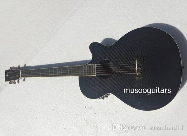 

musoo brand acoustic guitar both carbon fiber material with eq in black color