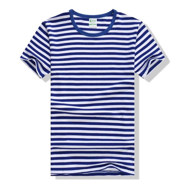

combed cotton navy-striped shirt navy shirt short sleeve sports men's striped t-shirt couples parent-child matching outfit hair, White;black