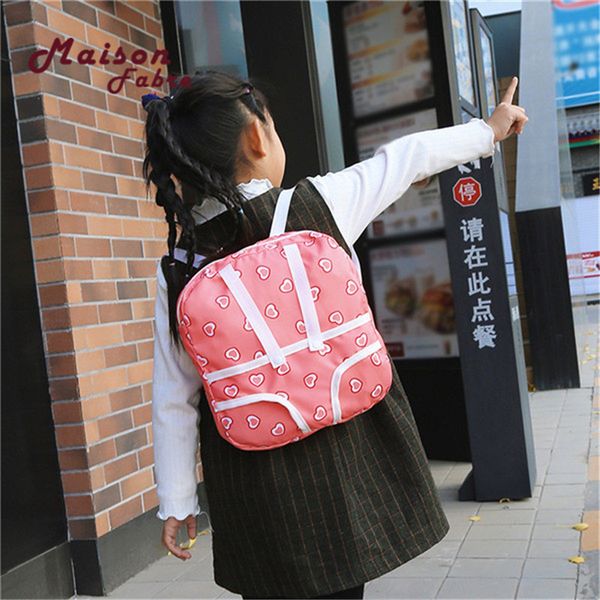 

hb@2019 children's lovely multifunction heart print shoulder bag toy doll backpack bag not include dolls backpack